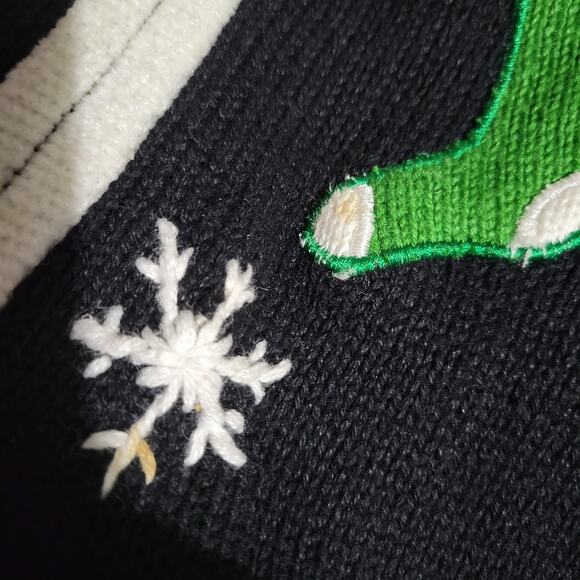 Ugly Christmas Sweater Vintage Teddy Bear Wreath Embroidery Knit Holiday Size XL - Picture 10 of 16